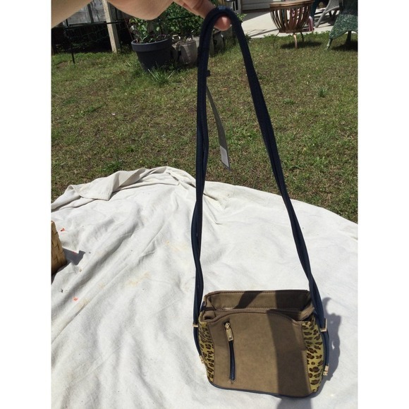 Samoe crossbody convertible purse 7” cocoa calfhair cheetah NEW bucket bag NWT - Picture 5 of 11